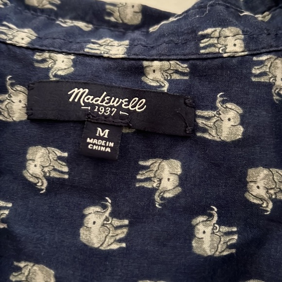 Button down madewell shirt (elephant print) - size: M - Picture 2 of 3